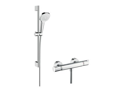 Hansgrohe Croma Select E Vario sprchová souprava na stěnu s termostatem Ecostat Comfort a sprchovou tyčí 65 cm, bílá/chrom 27081400