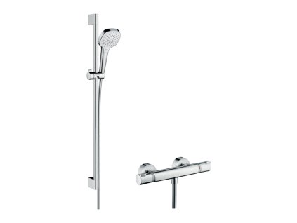 Hansgrohe Croma Select E Vario sprchová souprava na stěnu s termostatem Ecostat Comfort a sprchovou tyčí 90 cm, bílá/chrom 27082400