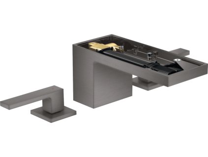 AXOR MyEdition 3-otvorová umyvadlová baterie 70 s odtokovou soupravou Push-Open bez destičky, kartáčovaný černý chrom 47052340
