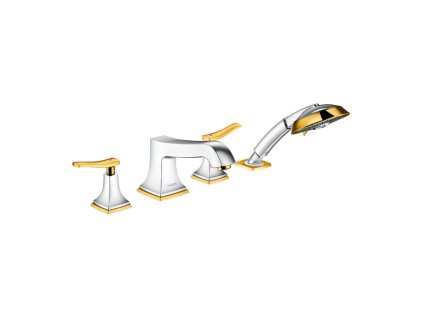 Hansgrohe Metropol Classic - čtyřotvorová baterie na okraj vany s pákovými rukojeťmi, chrom / vzhled zlata 31441090