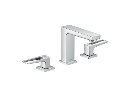 Hansgrohe Metropol Tříotvorová umyvadlová baterie 110 s třmenovými pákami a odtokovou soupravou Push-Open, chrom 74514000