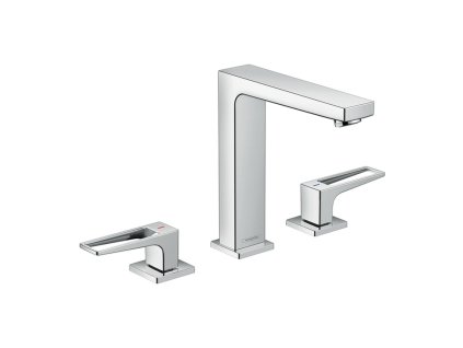 Hansgrohe Metropol Tříotvorová umyvadlová baterie 160 s třmenovými pákami a odtokovou soupravou Push-Open, chrom 74515000