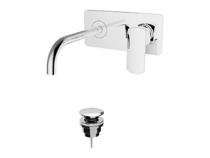 Teorema Edge- Umyvadlová baterie pod omítku, komplet, výtok 220 mm, výpusť CLICK chrom 8E312