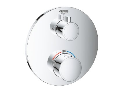 GROHE Grohtherm - Termostatická baterie pro 2 výstupy s integrovaným uzavíracím/přepínacím ventilem, Chrom 24076000