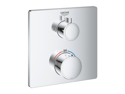 GROHE Grohtherm - Termostatická baterie pro 2 výstupy s integrovaným uzavíracím/přepínacím ventilem, Chrom 24079000