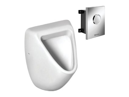 IDEAL STANDARD IS + P 2 - Pisoár Ideal Standard s tlačným splachováním Schell, bílá/chrom
