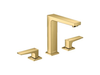 Hansgrohe Metropol Tříotvorová umyvadlová baterie 160 s plnými pákami a odtokovou soupravou Push-Open, leštěný vzhled zlata 32515990