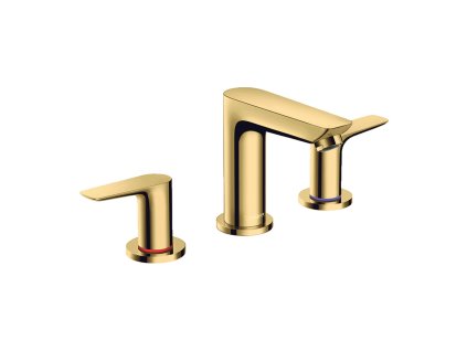 Hansgrohe Talis E 3-otvorová umyvadlová baterie s odtokovou soupravou s táhlem, leštěný vzhled zlata 71733990