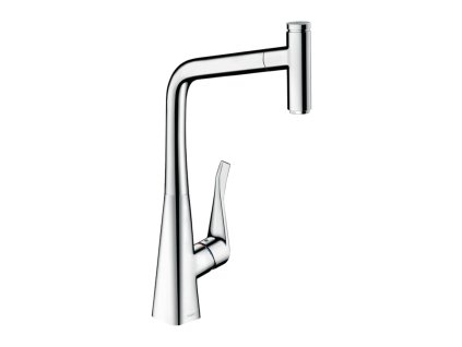 Hansgrohe Metris Select M71 kuchyňská páková baterie 320, EcoSmart, vytahovatelný výtok, 1jet, chrom 14786000
