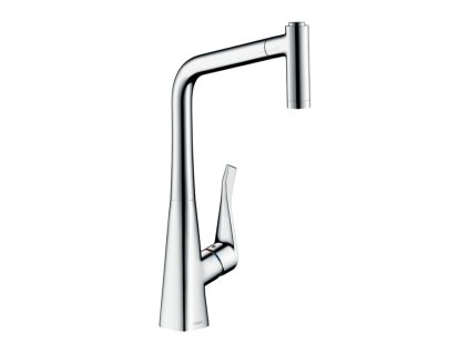 Hansgrohe Metris M71 kuchyňská páková baterie 320, EcoSmart, vytahovatelná sprška, 2jet, sBox, chrom 73824000