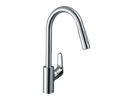 Hansgrohe Focus M41 kuchyňská páková baterie 240, EcoSmart, vytahovatelná sprška, 2jet, sBox, chrom 73895000