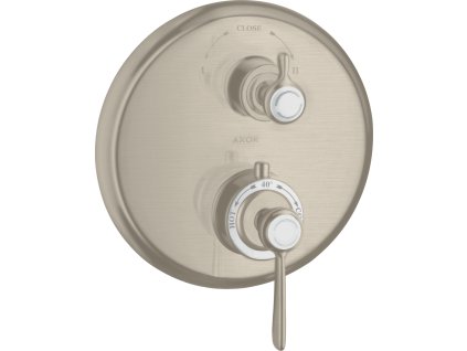 AXOR Montreux Termostat s podomítkovou instalací, s páčkovou rukojetí, s uzavíracím a přepínacím ventilem, kartáčovaný nikl 16821820