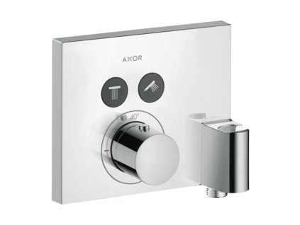 AXOR ShowerSelect Termostat s podomítkovou instalací, hranatá verze, pro 2 spotřebiče, s přípojkou hadice a držákem, chrom 36712000