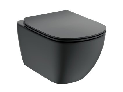 Ideal Standard Tesi - SET Závěsné WC s AQUABLADE® + sedátko ultra ploché Soft-Close, hedvábná černá T3546V3