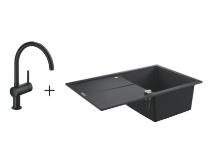 GROHE drezový set - Kompozitný drez s batériou Minta - komplet, čierna matná K 400 SET