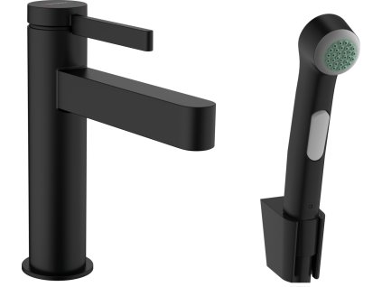 Hansgrohe Finoris Páková umyvadlová baterie 110 s ruční sprchou Bidette a sprchovou hadicí 160 cm, matná černá 76210670