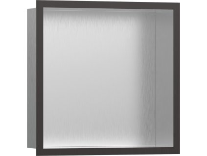 Hansgrohe XtraStoris Individual Výklenek do stěny kartáčovaná nerezová ocel, s designovým rámem 300/300/100, kartáčovaný černý chrom 56097340
