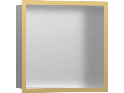 Hansgrohe XtraStoris Individual Výklenek do stěny kartáčovaná nerezová ocel, s designovým rámem 300/300/100, leštěný vzhled zlata 56097990