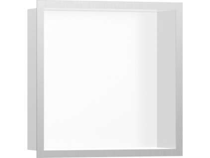Hansgrohe XtraStoris Individual Výklenek do stěny matná bílá s designovým rámem 300/300/100, kartáčovaná nerezová ocel, 56099800