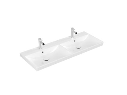 Villeroy & Boch Avento - Dvojité umyvadlo 1200x470 mm, s přepadem, alpská bílá CeramicPlus 4A23CKR1