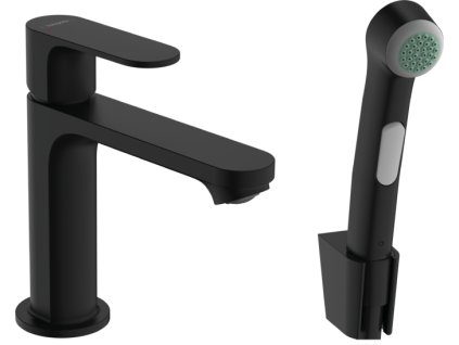 Hansgrohe Rebris S páková umyvadlová baterie 110 s ruční sprchou Bidette a sprchovou hadicí 160 cm bez odtokové soupravy, matná černá 72215670