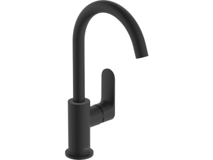 Hansgrohe Rebris S - Páková umyvadlová baterie 210 s otočným výtokem a odtokovou soupravou s táhlem, matná černá 72536670