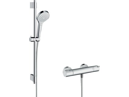 Hansgrohe Croma Select S Sprchový systém na stěnu Vario s termostatem Ecostat 1001 CL a sprchovou tyčí 72 cm, bílá/chrom 27833400