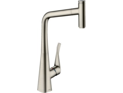 Hansgrohe Metris Select M71 kuchyňská páková baterie 320, vytahovatelný výtok, 1jet, sBox, vzhled nerezu 73803800