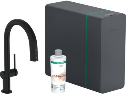 Hansgrohe Aqittura M91 SodaSystem 210, vytažitelný výtok, 1jet, sBox, matná černá 76836670
