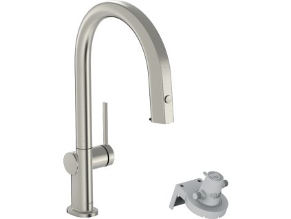 Hansgrohe Aqittura M91 FilterSystem 210, vytažitelný výtok, 1jet, sBox, vzhled nerezu 76826800