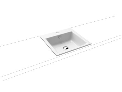 Kaldewei Puro - Zápustné umyvadlo 460x460 mm s přepadem, 1 otvor pro baterii, Perl-effekt, alpská bílá 900006013001