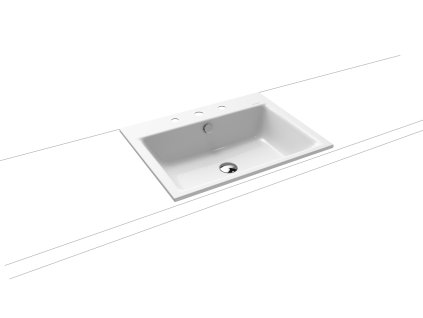 Kaldewei Puro - Zápustné umyvadlo 600x460 mm, 3 otvory na baterii, Perl-Effekt, alpská bílá 900106033001