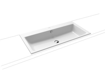 Kaldewei Puro - Zápustné umyvadlo 900x460 mm s přepadem, 1 otvor na baterii, Perl-effekt, alpská bílá 900206013001