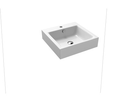 Kaldewei Puro - Umyvadlo na zeď 460x460 mm s přepadem, 1 otvor na baterii, Perl-effekt, alpská bílá 901306013001