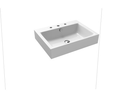 Kaldewei Puro - Umyvadlo na zeď 600x460 mm s přepadem, 3 otvory na baterii, Perl-effekt, alpská bílá 901406033001