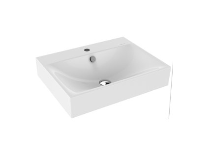 Kaldewei Silenio - Umyvadlo na zeď 600x460 mm, 1 otvor na baterii, s přepadem, Perl-effekt, alpská bílá 904306013001