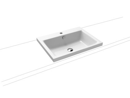 Kaldewei Puro - Umyvadlo na desku 600x460 mm s přepadem, 1 otvor na baterii, Perl-effekt, alpská bílá 900406013001