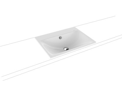 Kaldewei Silenio - Umyvadlo zápustné 600x460 mm, AD, 1 otvor pro baterii, s přepadem, Perl-effekt, alpská bílá 907706013001