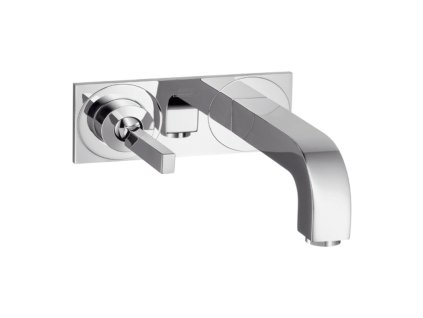 AXOR Citterio Páková umyvadlová baterie pod omítku, pro nástěnnou montáž, s kolíkovou rukojetí s výtokem 165 mm a deskou, chrom 39112000