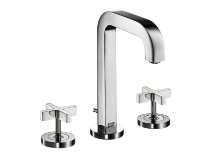 AXOR Citterio 3-otvorová umyvadlová baterie 170 s výtokem 140 mm, rukojeťmi ve tvaru kříže, rozetami a odtokovou soupravou s táhlem, chrom 39133000