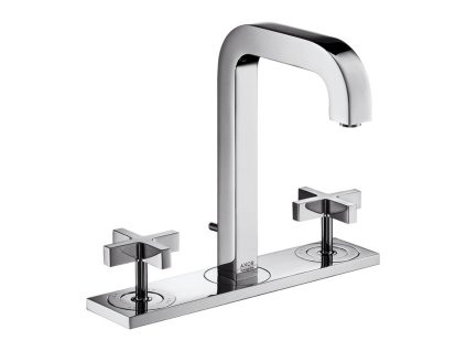AXOR Citterio 3-otvorová umyvadlová baterie 170 s výtokem 140 mm, rukojeťmi ve tvaru kříže a deskou, s odtokovou soupravou s táhlem, chrom 39134000