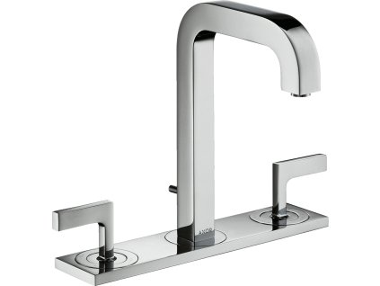 AXOR Citterio 3-otvorová umyvadlová baterie 170 s výtokem 140 mm, páčkovými rukojeťmi a deskou, s odtokovou soupravou s táhlem, chrom 39136000