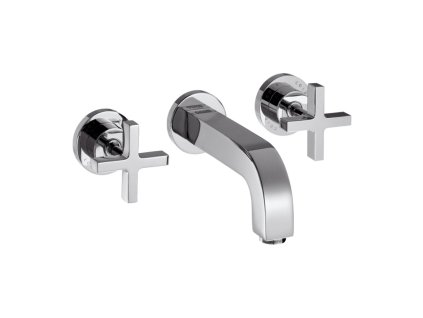 AXOR Citterio 3-otvorová umyvadlová baterie pod omítku, pro nástěnnou montáž, s výtokem 162 mm, rukojeťmi ve tvaru kříže a rozetami, chrom 39313000