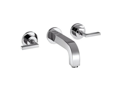AXOR Citterio 3-otvorová umyvadlová baterie pod omítku, pro nástěnnou montáž, s výtokem 162 mm, s páčkovými rukojeťmi a rozetami, chrom 39315000