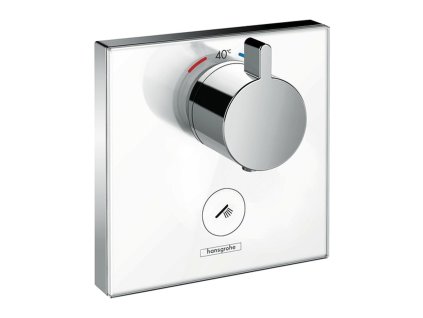 Hansgrohe ShowerSelect Glass Termostat HighFlow pod omítku pro 1 spotřebič a další výtok, bílá/chrom 15735400
