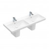 VILLEROY & BOCH Villeroy Boch AVENTO: dvojité umyvadlo 1200x470mm, 2 otvory pro baterii, bílá Alpin, 4A23CK01