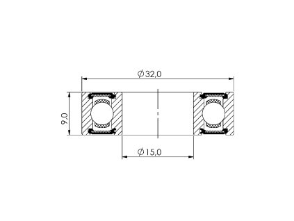 Ložisko kuličkové CB-086 6002 2RS 15x32x9