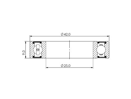 Ložisko kuličkové CB-176 6905 2RS 25x42x9