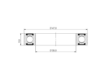 Ložisko kuličkové CB-214 6906 2RS 30x47x9