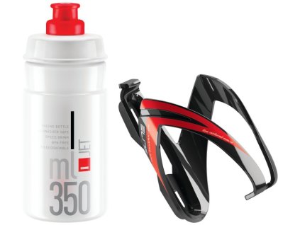 ELITE KIT CEO košík lesklý černý/červený + láhev JET čirá/červená, 350 ml